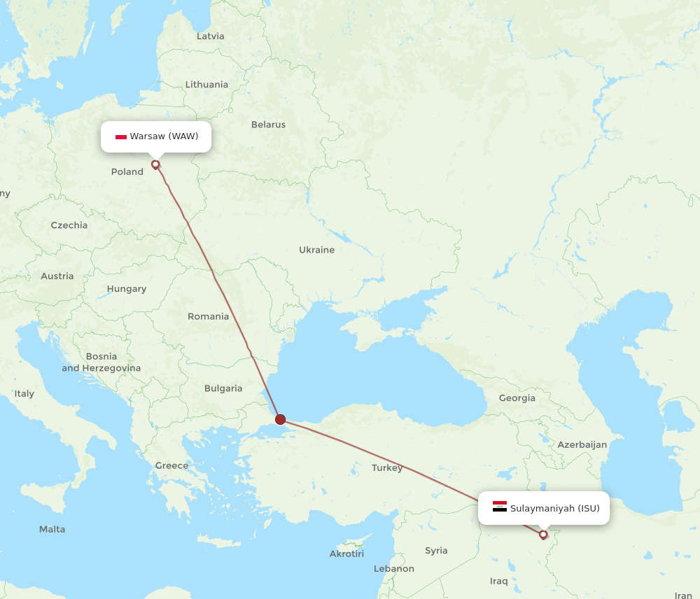 Flights from Sulaimaniyah to Warsaw ISU to WAW Flight Routes