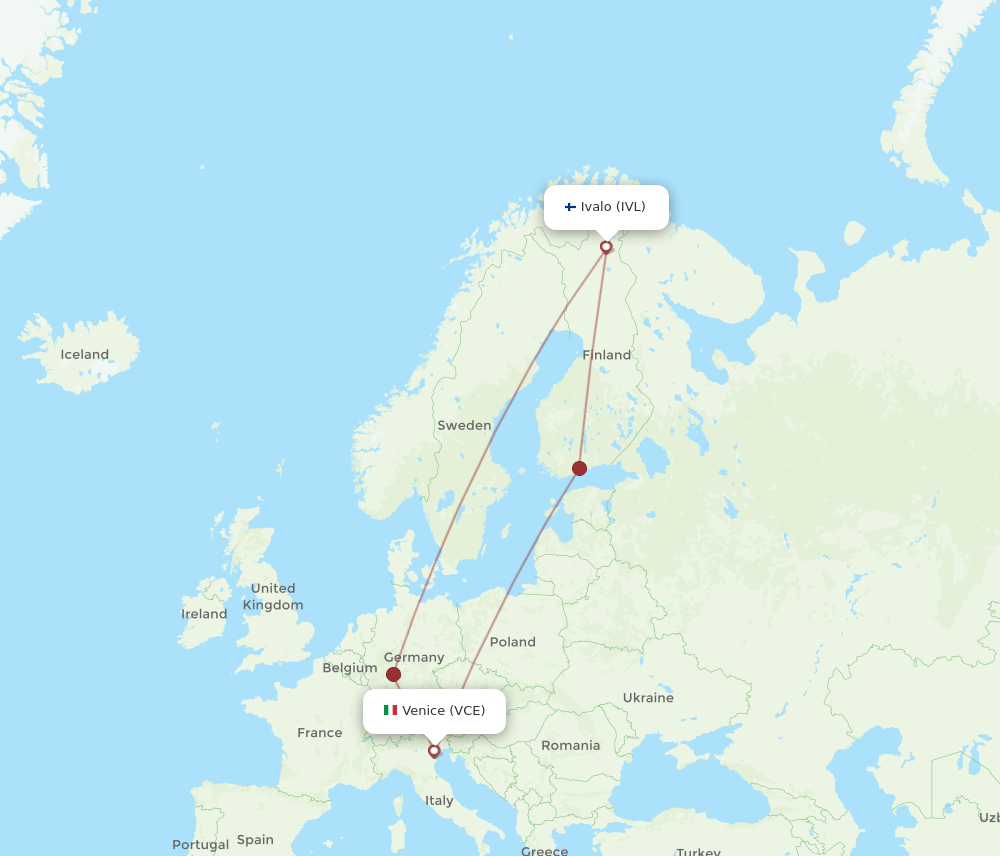 Flights from Ivalo to Venice IVL to VCE Flight Routes