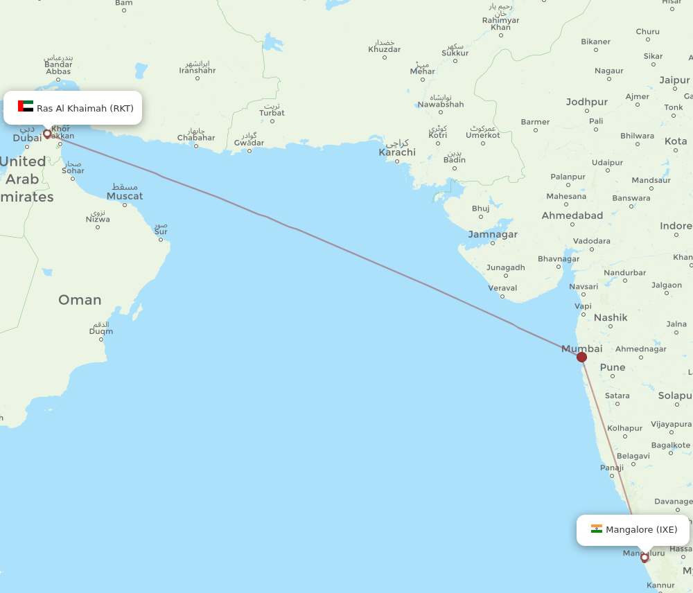 IXE to RKT flights and routes map