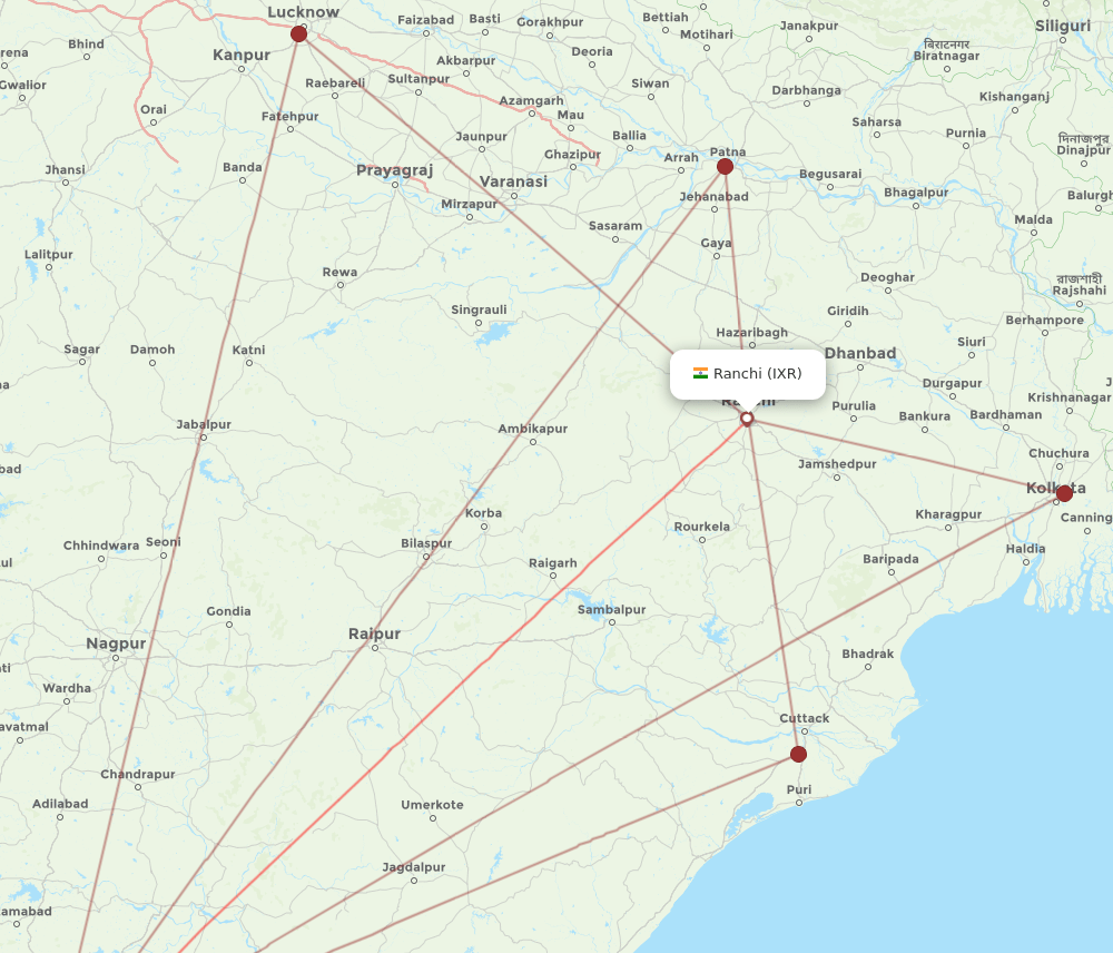 All Flight Routes From Ranchi To Hyderabad Ixr To Hyd Flight Routes 0127