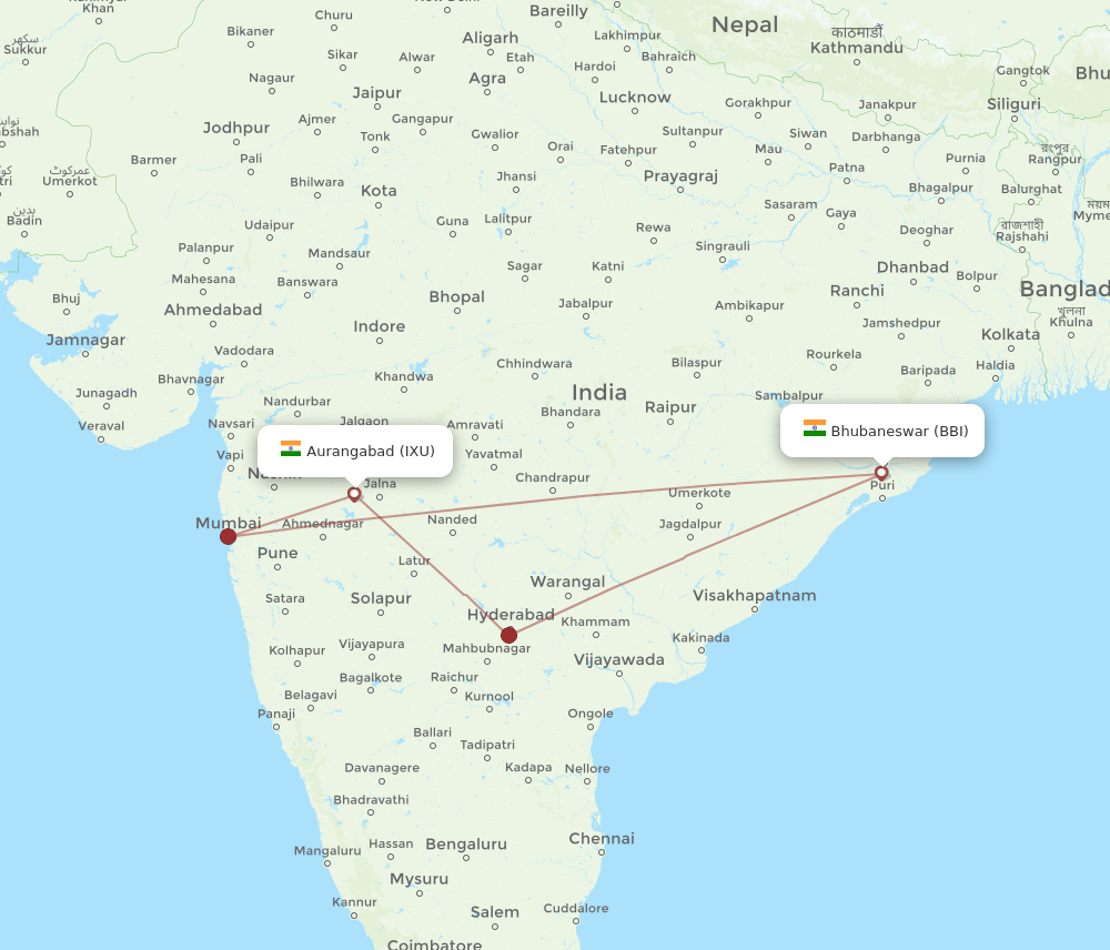 Flights From Aurangabad To Bhubaneswar, IXU To BBI - Flight Routes