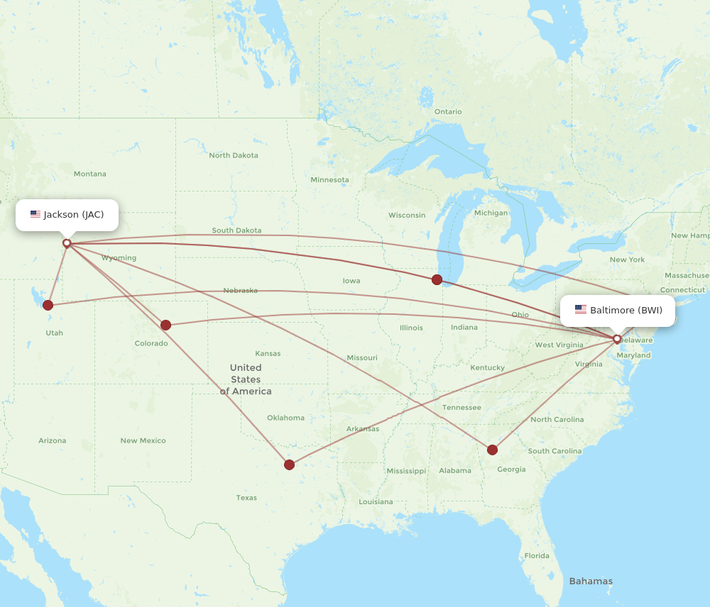 Flights from Jackson to Baltimore, JAC to BWI - Flight Routes