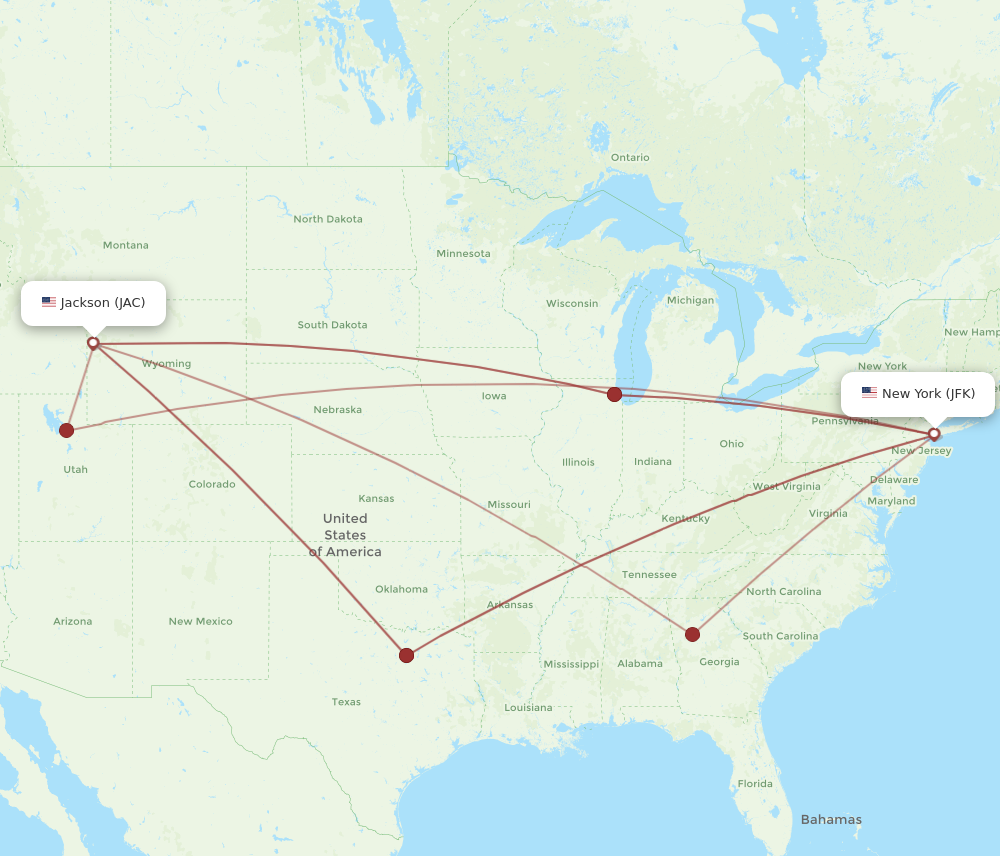 Flights From Jackson To New York Jac To Jfk Flight Routes 7780