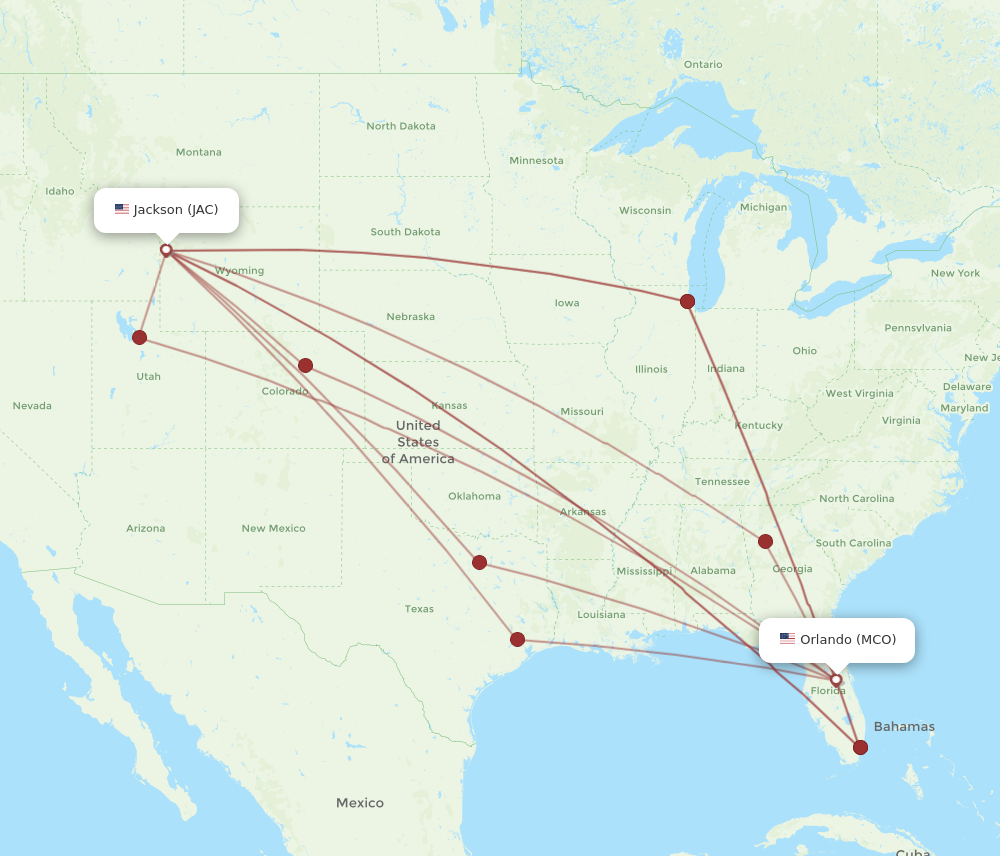 Flights from Jackson to Orlando JAC to MCO Flight Routes