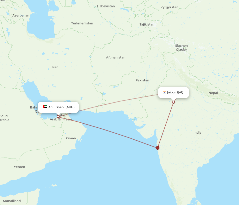 JAI to AUH flights and routes map