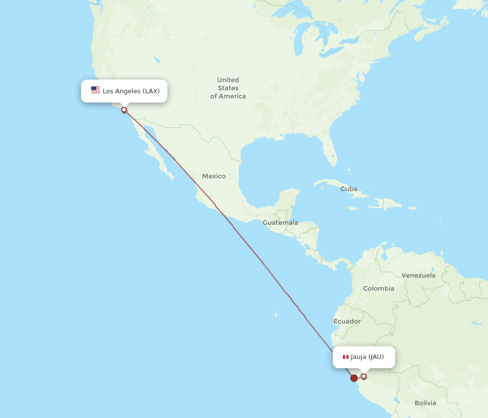 Flights from Jauja to Los Angeles JAU to LAX Flight Routes