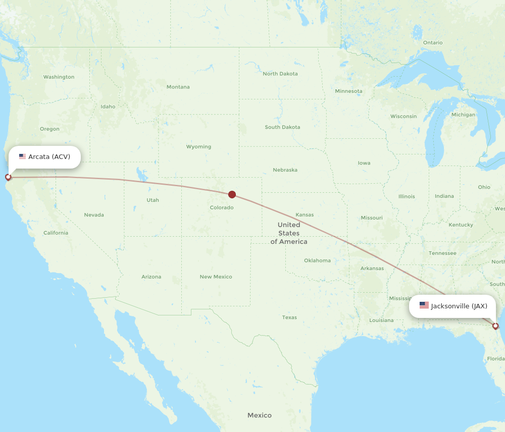 Flights from Jacksonville to Arcata JAX to ACV Flight Routes