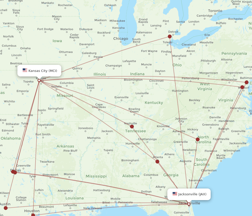 round trip flight jacksonville to kansas city