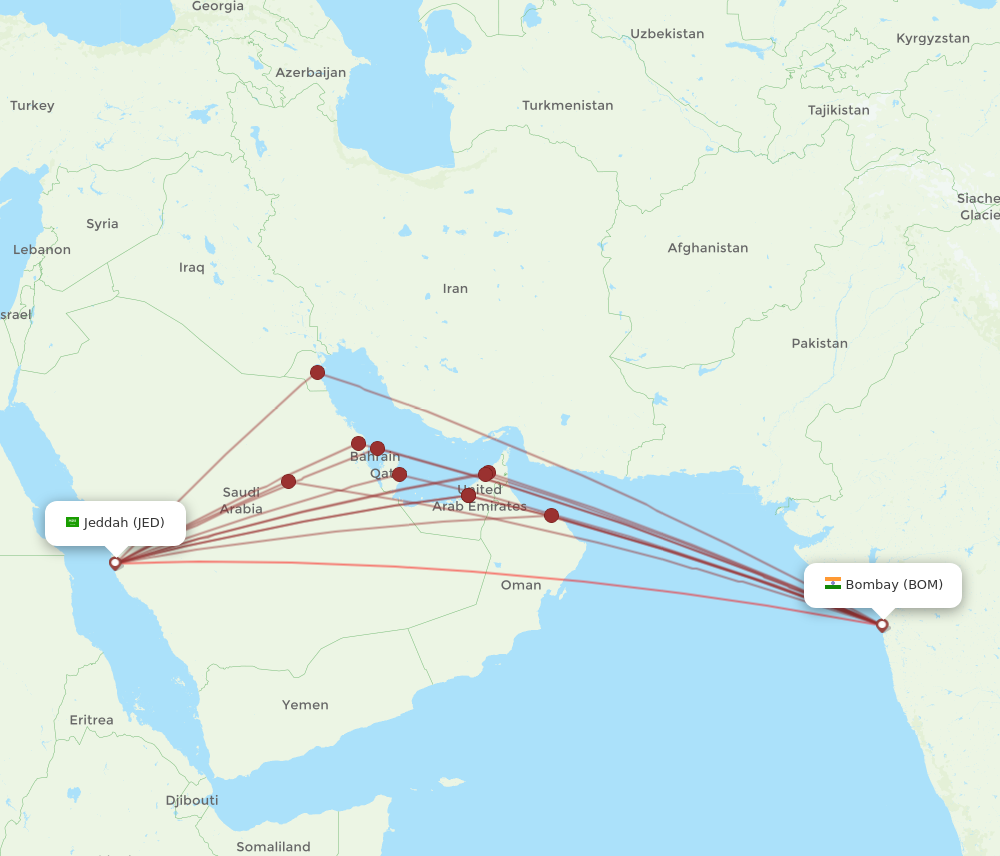 All Flight Routes From Jeddah To Mumbai Jed To Bom Flight Routes 0954