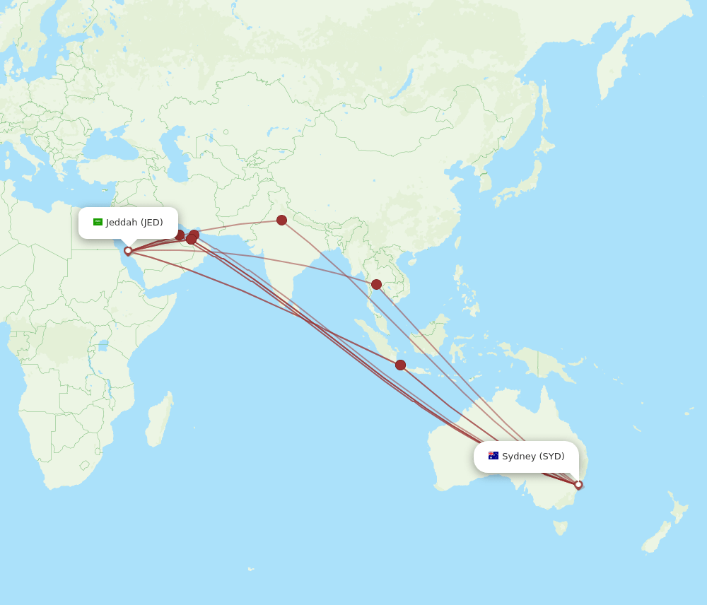 All Flight Routes From Jeddah To Sydney Jed To Syd Flight Routes 6980