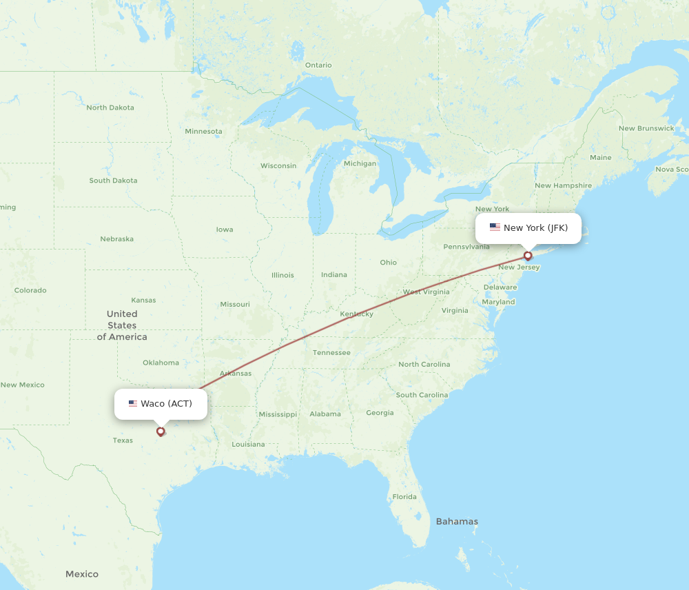 Flights from New York to Waco JFK to ACT Flight Routes