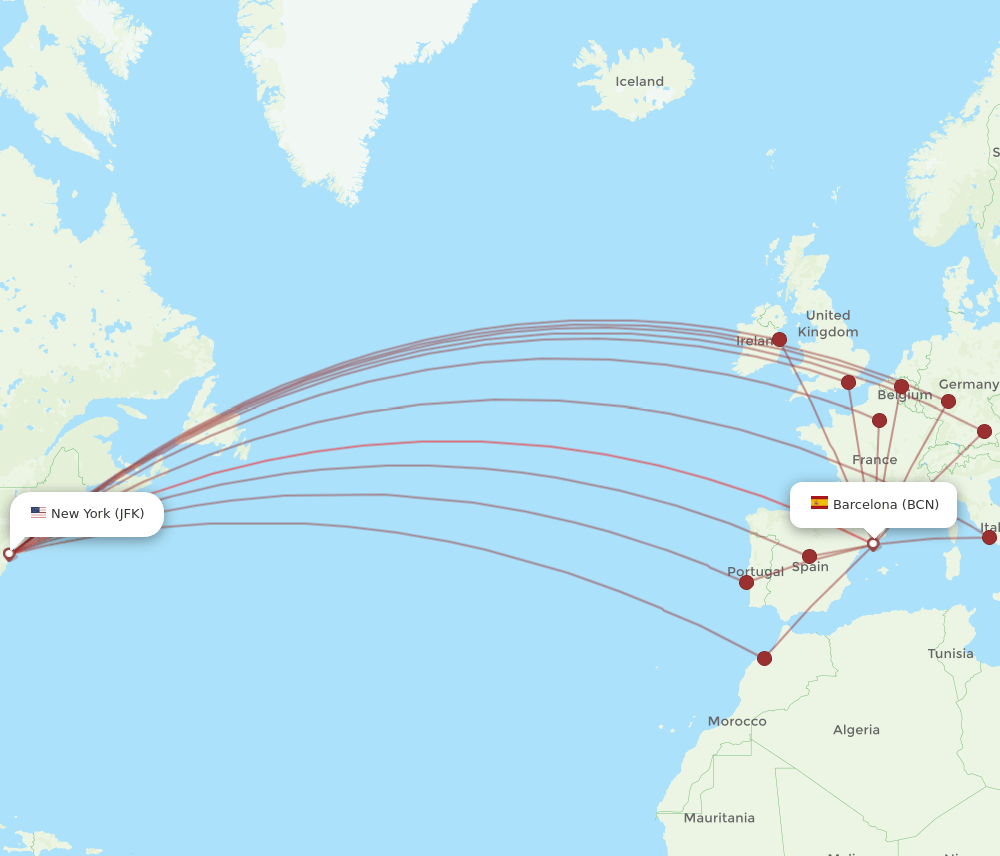 flight time from new york city to barcelona spain