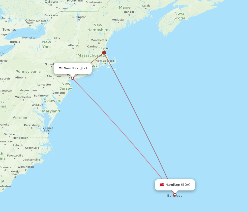 Flights from New York to Bermuda JFK to BDA Flight Routes