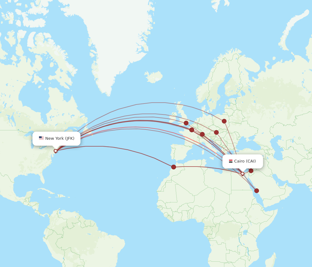 Flights from New York to Cairo JFK to CAI Flight Routes