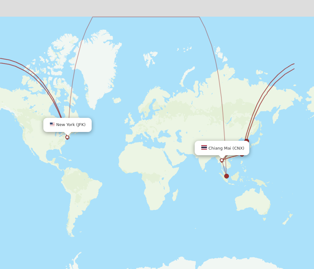 Flights from New York to Chiang Mai JFK to CNX Flight Routes