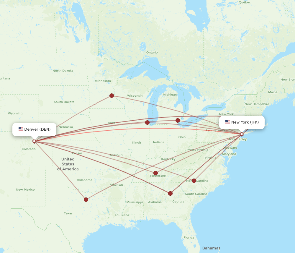 Flights from New York to Denver JFK to DEN Flight Routes