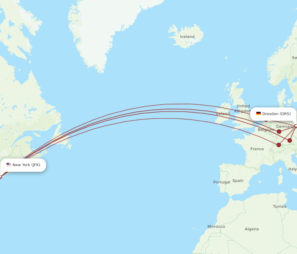 Flights from New York to Dresden JFK to DRS Flight Routes