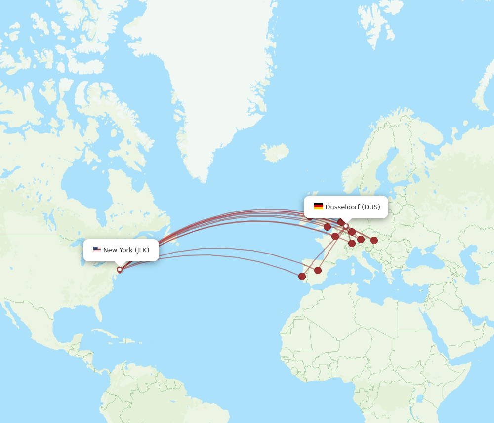 Flights from New York to Dusseldorf JFK to DUS Flight Routes