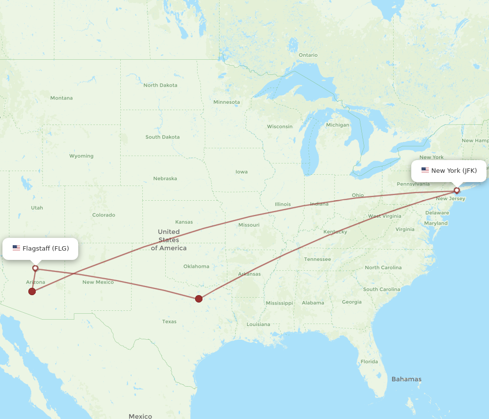 Flights from New York to Flagstaff JFK to FLG Flight Routes