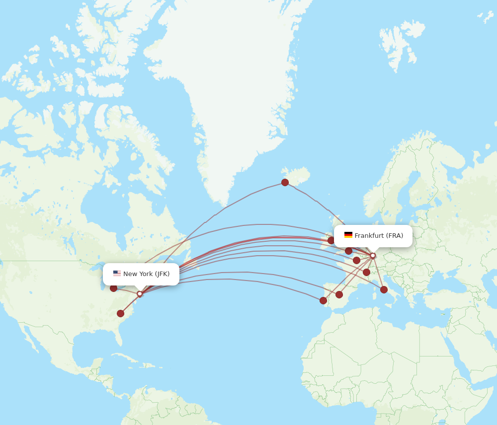 Flights from New York to Frankfurt JFK to FRA Flight Routes