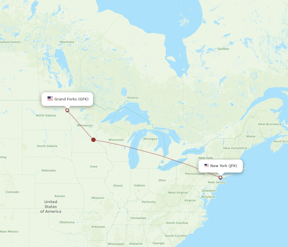 Flights from New York to Grand Forks JFK to GFK Flight Routes