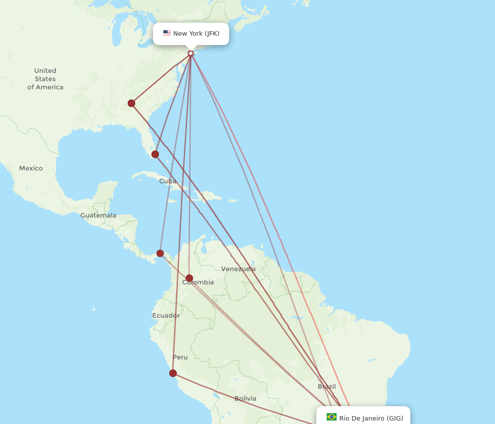 Flights from New York to Rio De Janeiro JFK to GIG Flight Routes