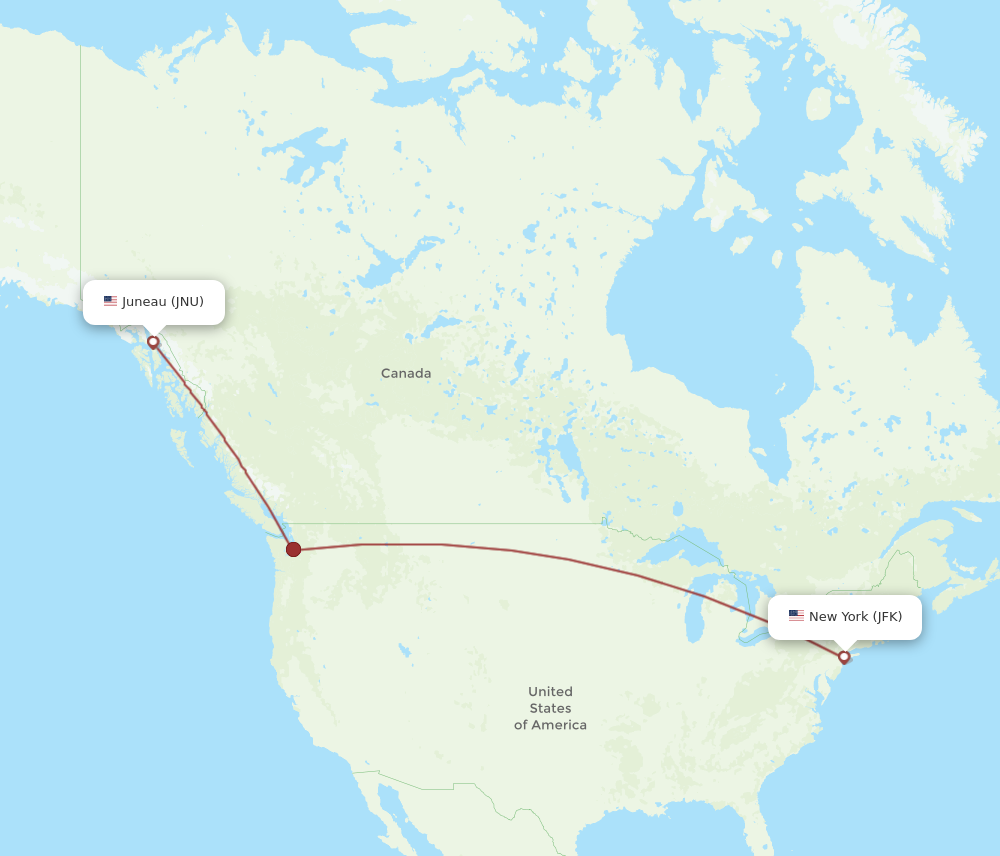 Flights from New York to Juneau JFK to JNU Flight Routes