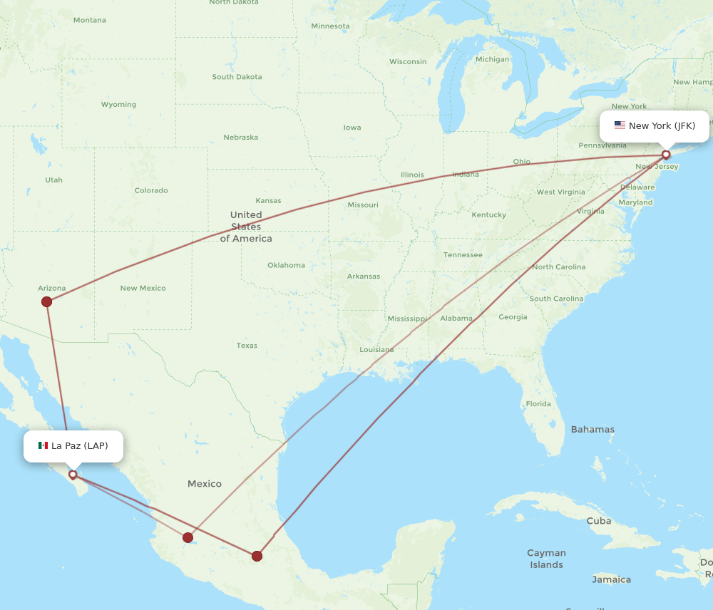 Flights from New York to La Paz JFK to LAP Flight Routes