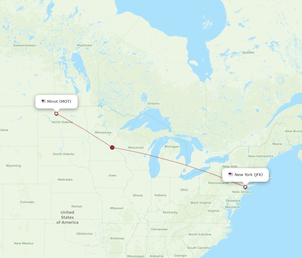 Flights from New York to Minot JFK to MOT Flight Routes