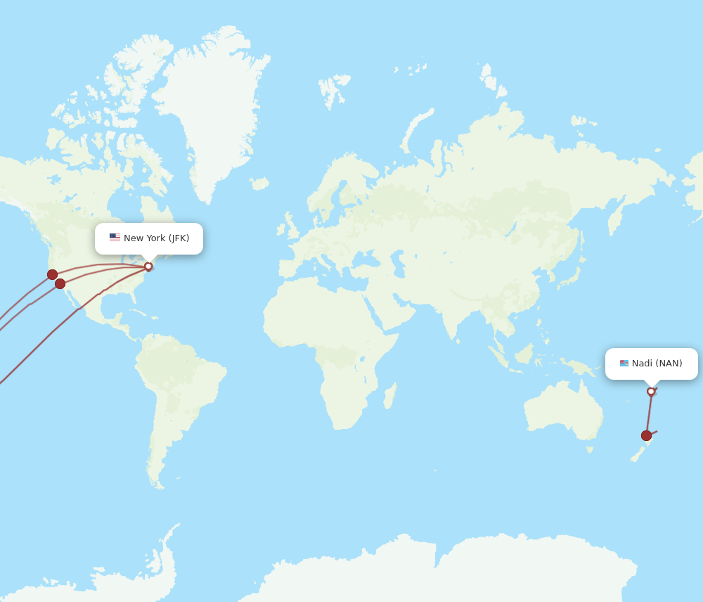 Flights from New York to Nadi JFK to NAN Flight Routes