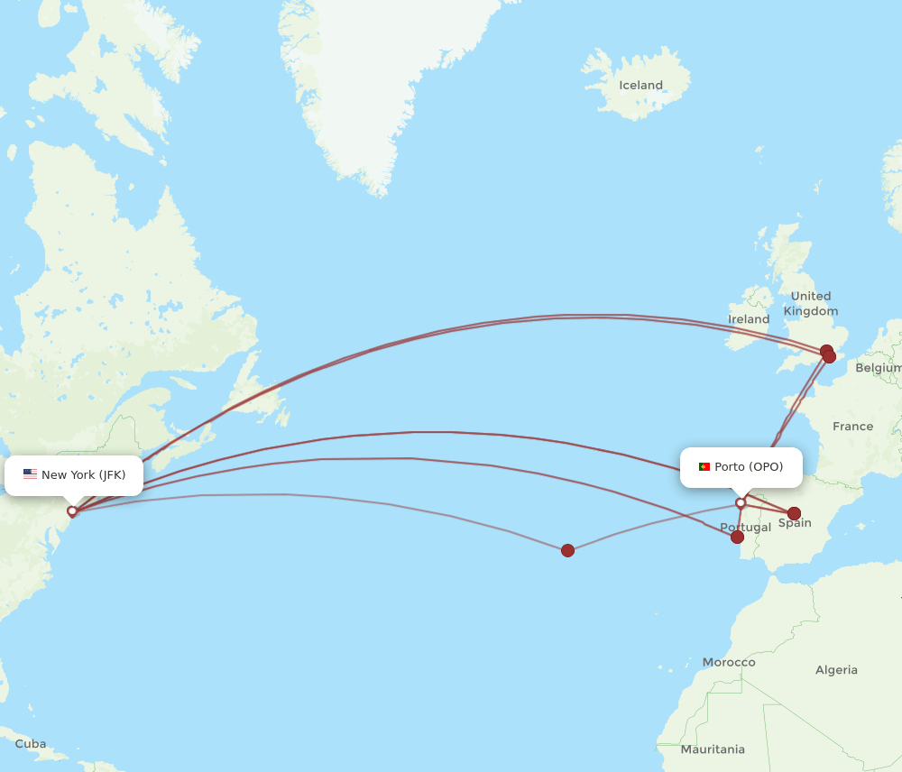 portugal to new york flight duration