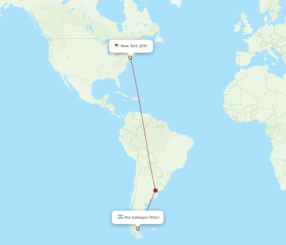 Flights from New York to Rio Gallegos JFK to RGL Flight Routes