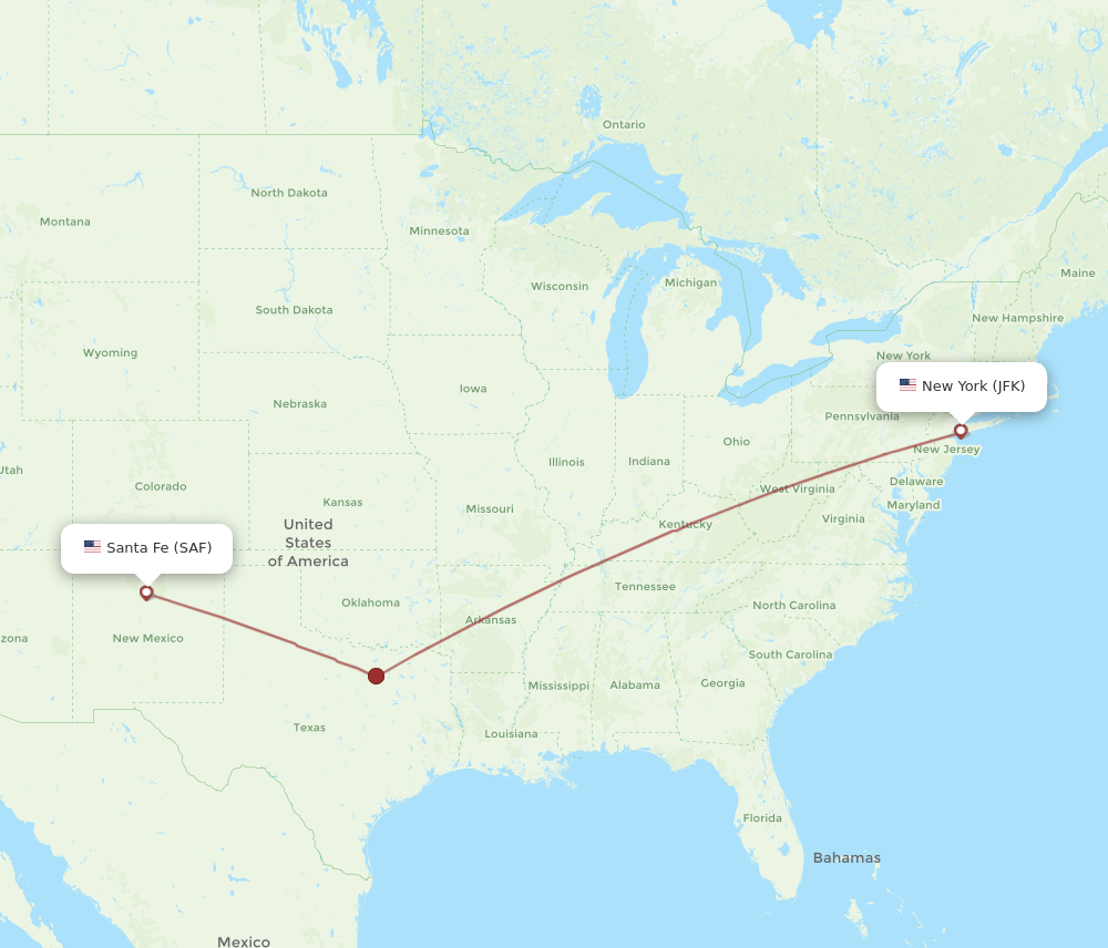 Flights from New York to Santa Fe JFK to SAF Flight Routes