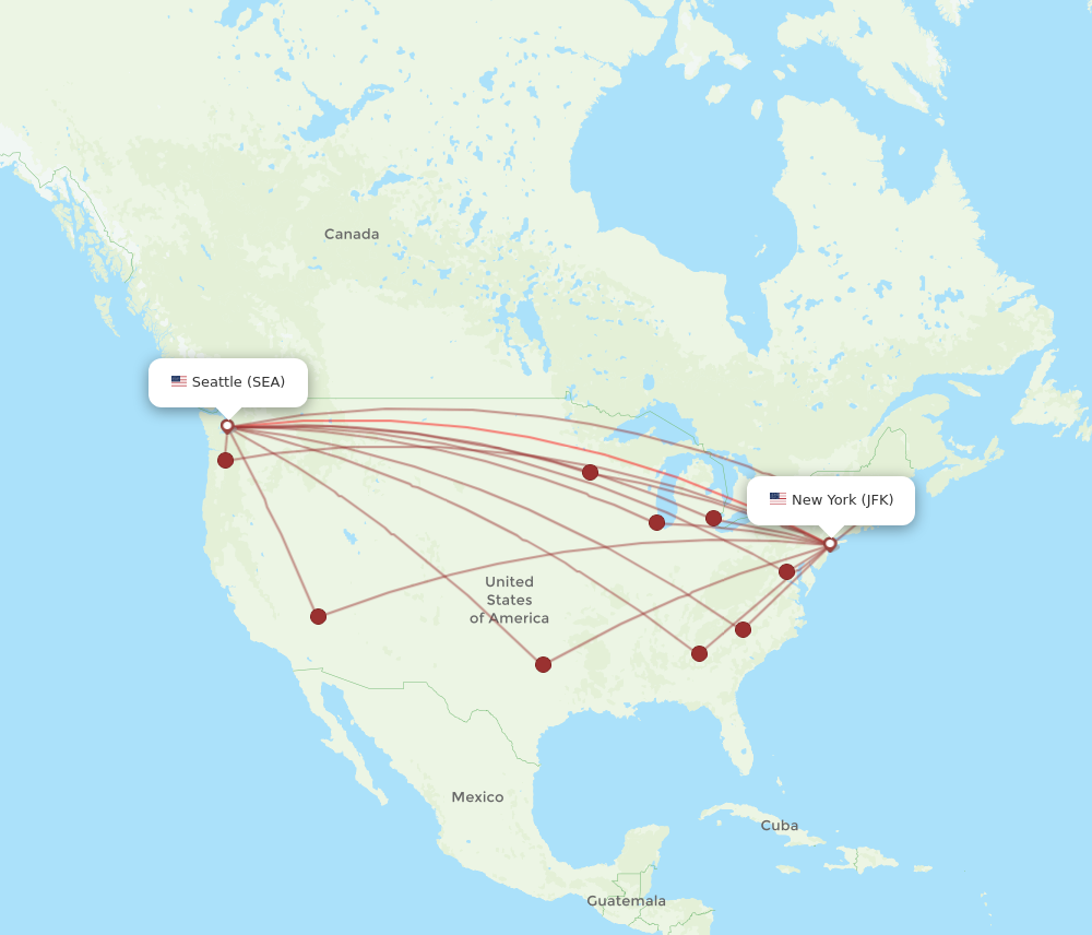 Flights from New York to Seattle JFK to SEA Flight Routes