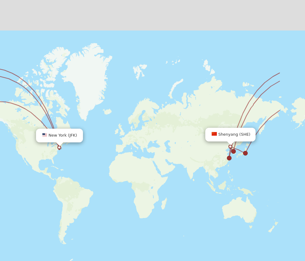 Flights from New York to Shenyang JFK to SHE Flight Routes