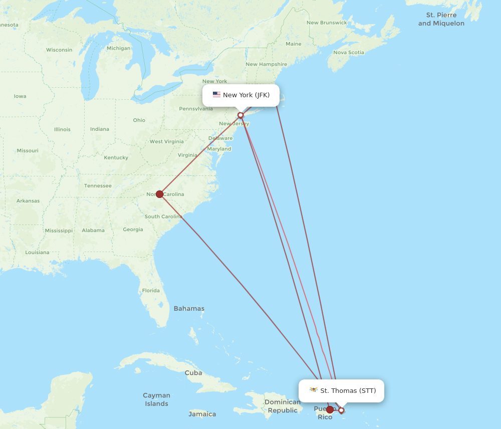 Flights from New York to Saint Thomas JFK to STT Flight Routes