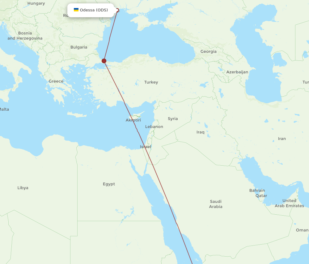 Flights from Djibouti to Odessa, JIB to ODS - Flight Routes