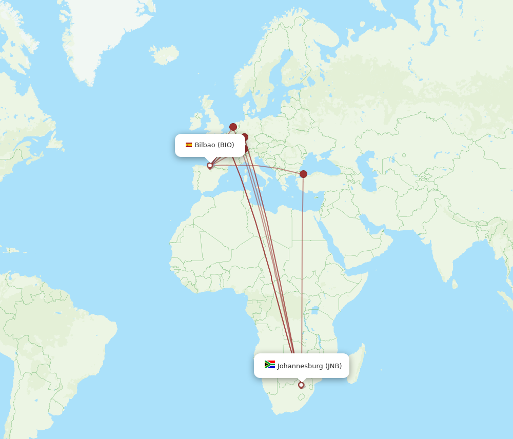 All Flight Routes From Johannesburg To Bilbao Jnb To Bio Flight Routes 7099