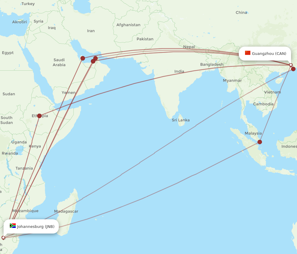 All Flight Routes From Johannesburg To Guangzhou Jnb To Can Flight Routes 3849