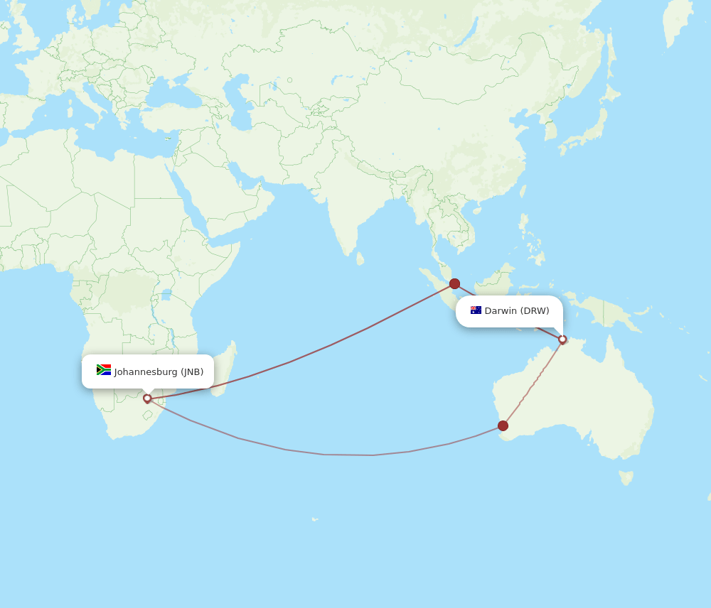 All Flight Routes From Darwin To Johannesburg Drw To Jnb Flight Routes 3984