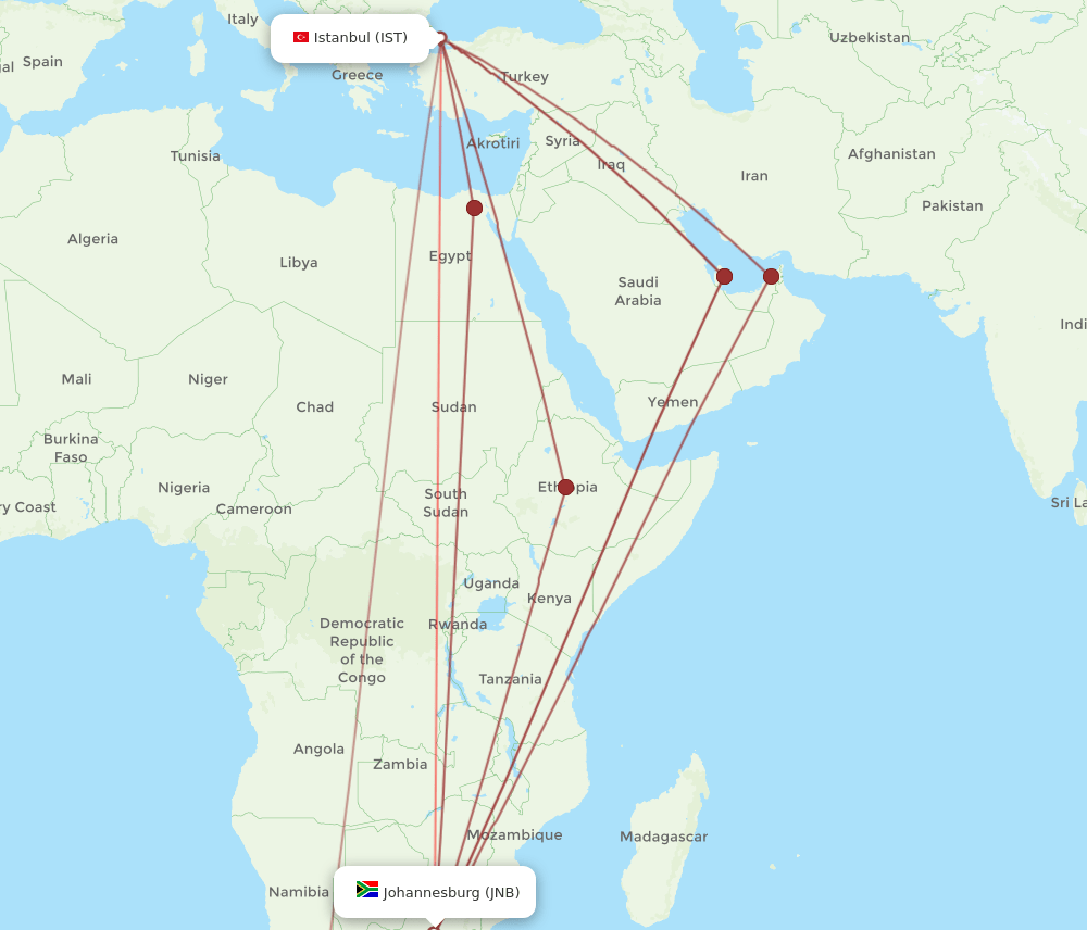 All Flight Routes From Johannesburg To Istanbul Jnb To Ist Flight Routes 9067