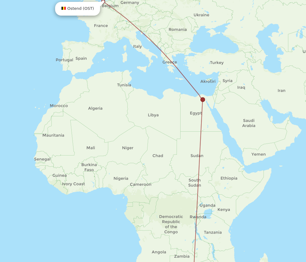 All Flight Routes From Johannesburg To Ostend Jnb To Ost Flight Routes 1592