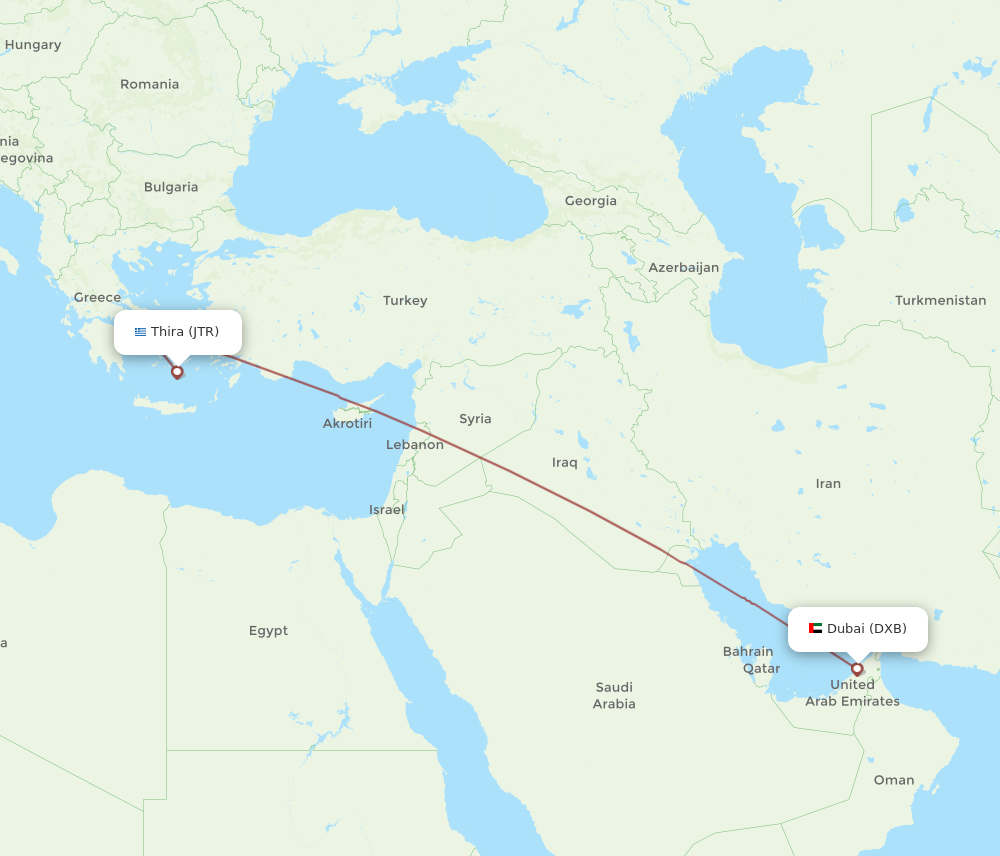 Flights from Thira to Dubai JTR to DXB Flight Routes