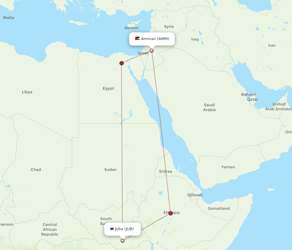 All Flight Routes From Juba To Amman Jub To Amm Flight Routes 6077