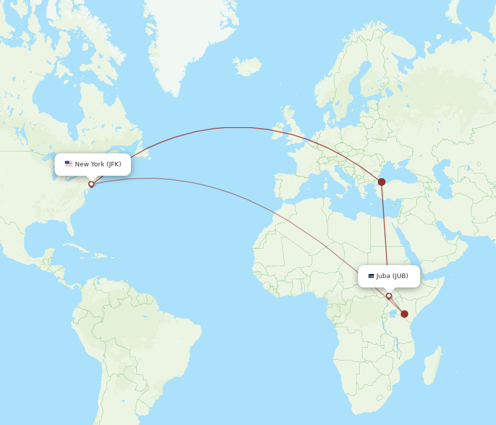 All Flight Routes From Juba To New York Jub To Jfk Flight Routes 4932