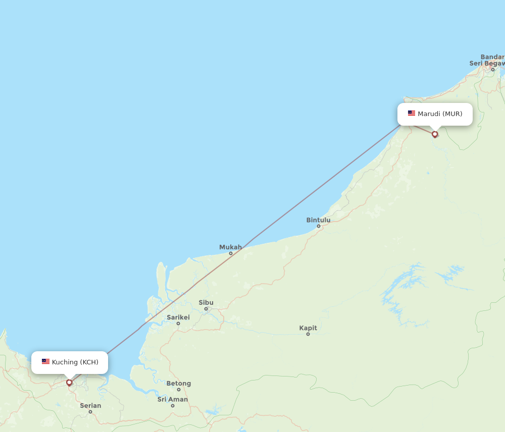 Flights from Marudi to Kuching, MUR to KCH - Flight Routes