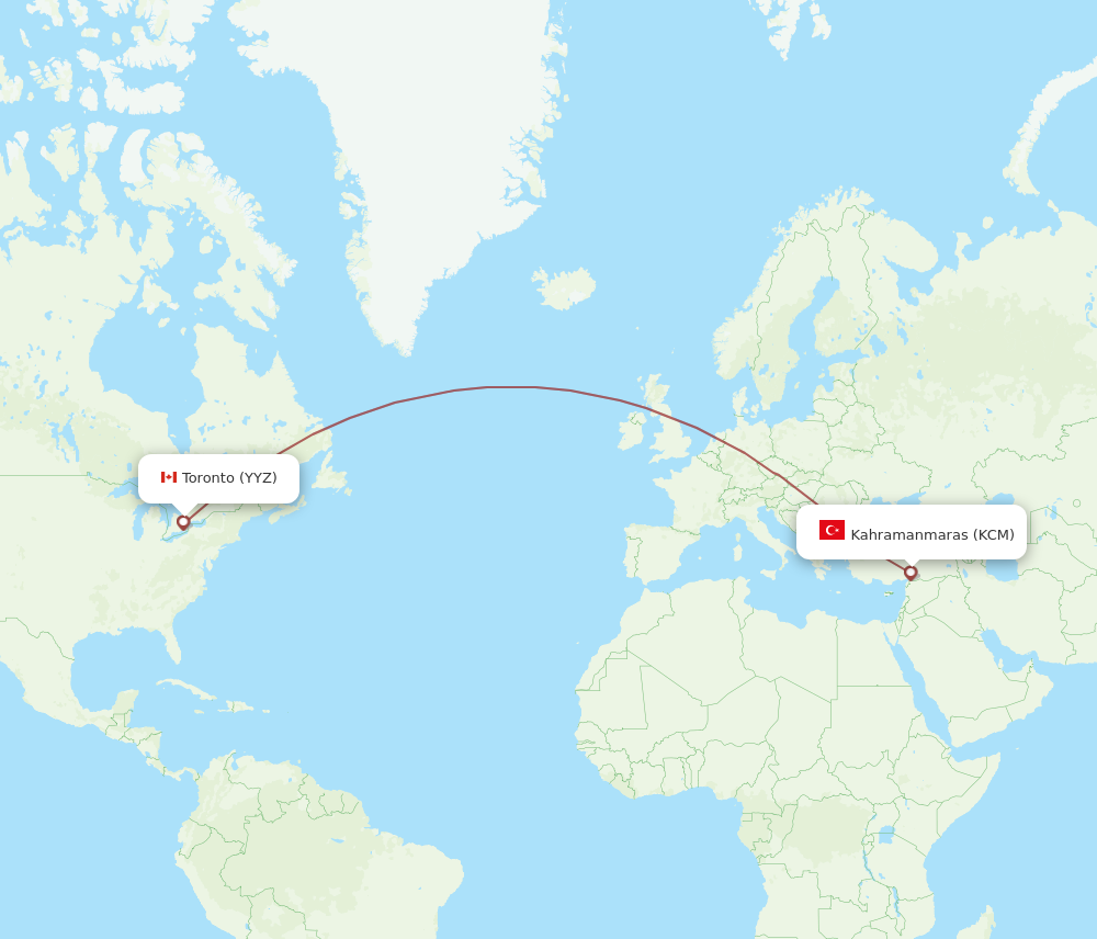 Flights from Kahramanmaras to Toronto KCM to YYZ Flight Routes