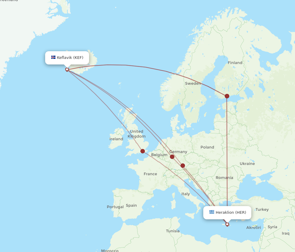 All Flight Routes From Reykjavik To Heraklion Kef To Her Flight Routes 6177