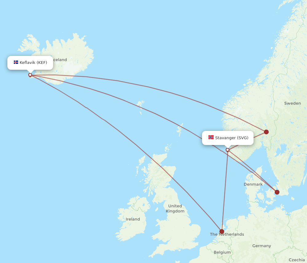 All Flight Routes From Reykjavik To Stavanger Kef To Svg Flight Routes 5577