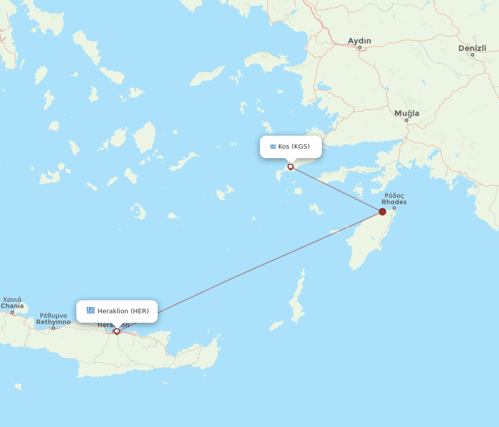 Flights from Kos to Heraklion KGS to HER Flight Routes